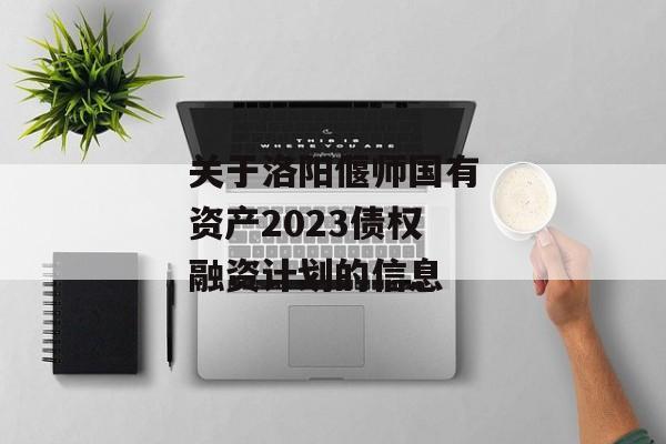 关于洛阳偃师国有资产2023债权融资计划的信息