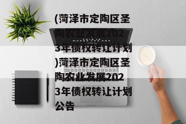 (菏泽市定陶区圣陶农业发展2023年债权转让计划)菏泽市定陶区圣陶农业发展2023年债权转让计划公告