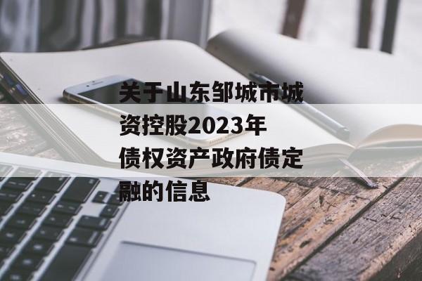 关于山东邹城市城资控股2023年债权资产政府债定融的信息