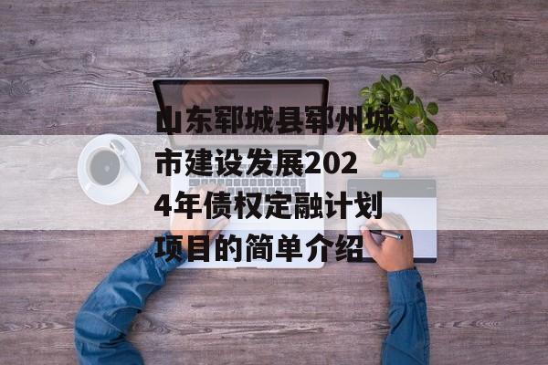 山东郓城县郓州城市建设发展2024年债权定融计划项目的简单介绍