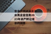 包含泸州纳溪云溪水务企业信用2023年资产转让项目的词条