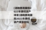 (洛阳西苑国投2023年债权资产项目)洛阳西苑国投2023年债权资产项目招标