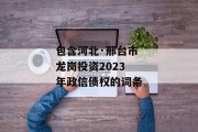 包含河北·邢台市龙岗投资2023年政信债权的词条