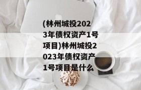 (林州城投2023年债权资产1号项目)林州城投2023年债权资产1号项目是什么